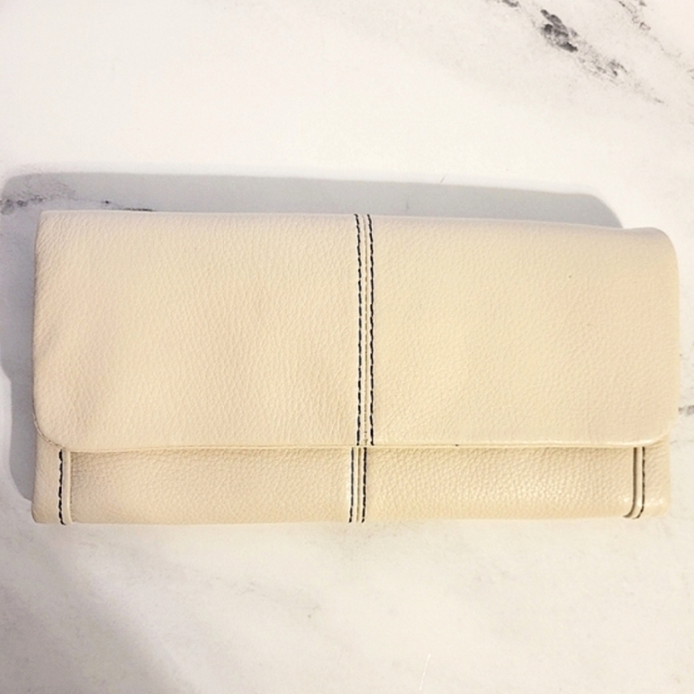 HOBO Rare 'Wonder' Cream Leather Wallet w/Wrist Strap & Wanderlust Lining